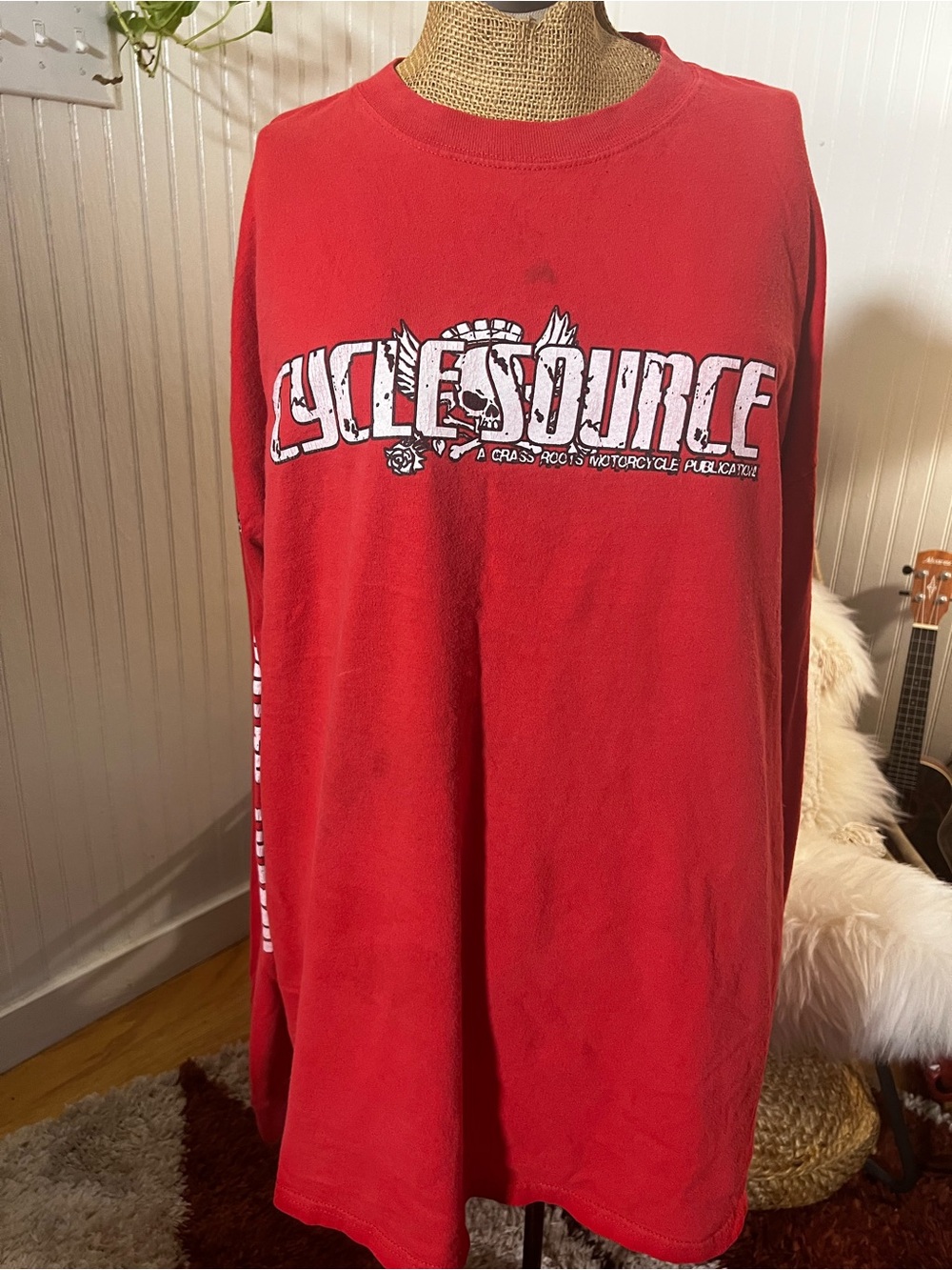 Port and Company Red Long-Sleeve Cycle Source Graphic Tee